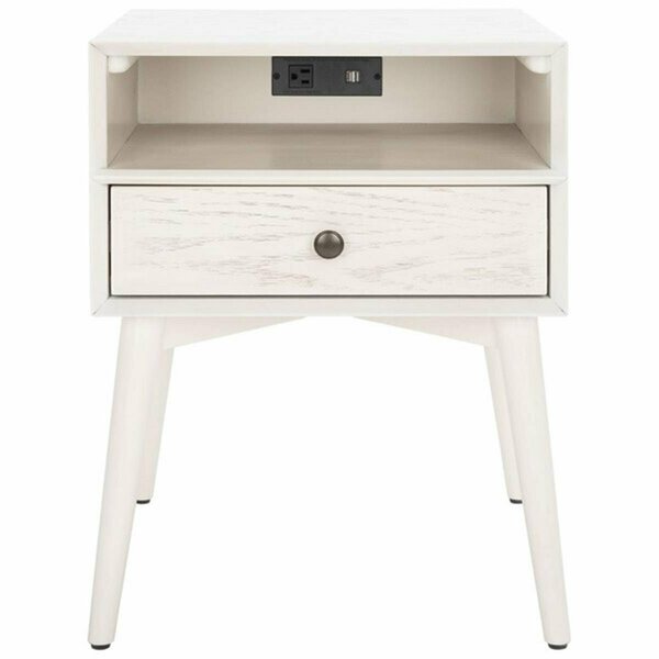 Safavieh Scully Nightstand with USB, White Washed & Antique Gold NST6408A